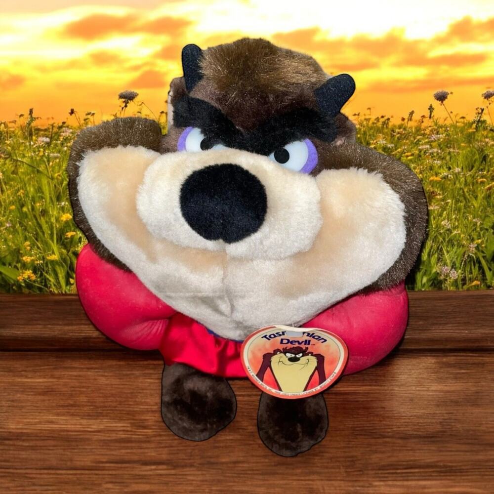Tazmanian Devil Taz Plush 11" Boxing Gloves Stuffed Animal Warner Bros Vintage